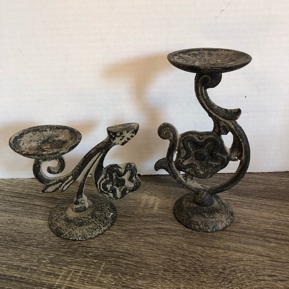 Pair of Vintage Metal Candle  Holders - Picture 2 of 10